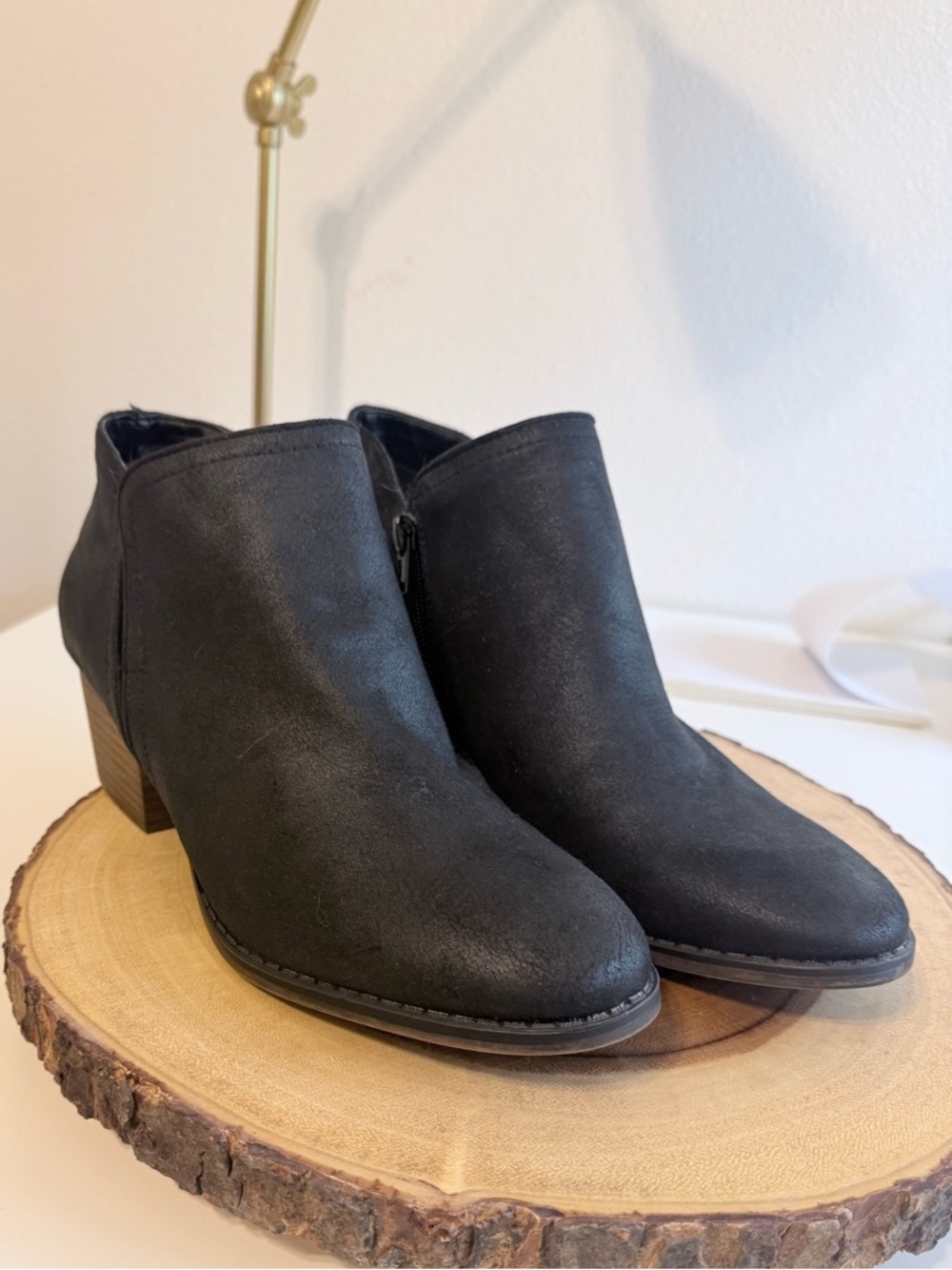 Fergie Women’s Black Faux Suede Low Heel Ankle Booties - Picture 5 of 9